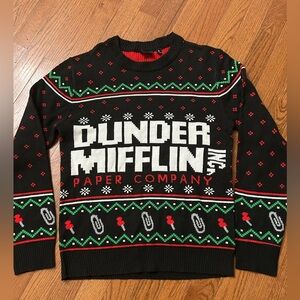 DUNDER MIFFLIN The Office Christmas Ugly Sweater Black Knit Size unisex‎ Small